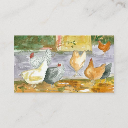チキンファーム新鮮な卵ヘンズバードウォーター色 名刺 (正面)
