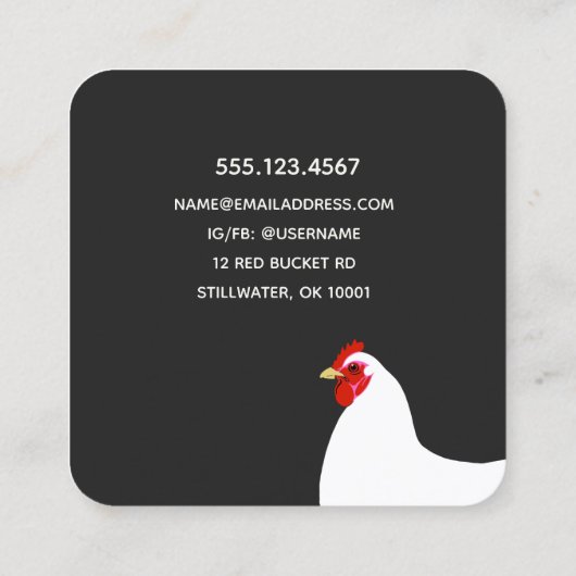 チキンファーム生卵モダン スクエア名刺 (裏面)