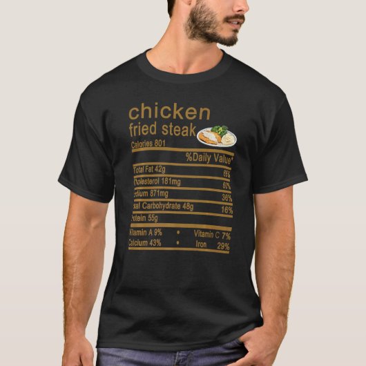 チキンフライステーキの栄養成分表示ラベル サンクスギ Tシャツ (正面)