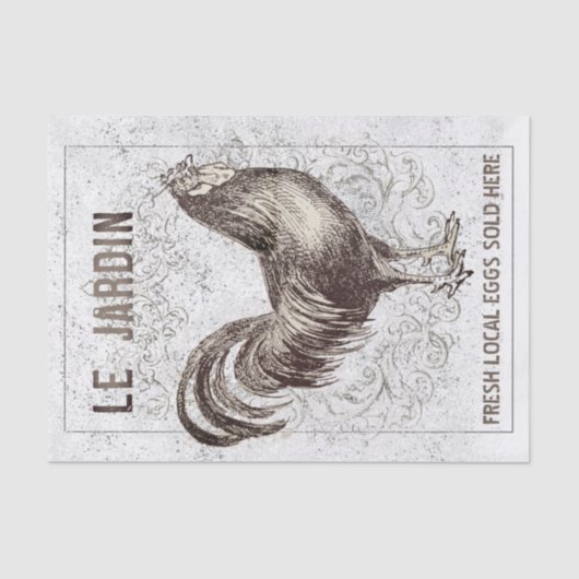 チキンフランスのの鶏のヴィンテージのグランジ分離 薄葉紙 (正面)