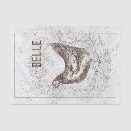 チキンフランスの・ヘンのヴィンテージグランジデコペ 薄葉紙 (正面)