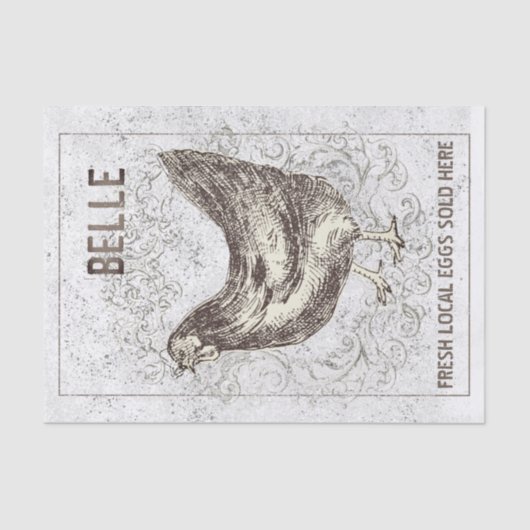 チキンフランスのHENグランジヴィンテージアイボリー切り離 薄葉紙 (正面)