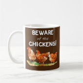 チキンブラウンヘンフリーレンジ家禽農家女性 コーヒーマグカップ (左)