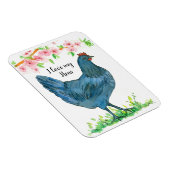 チキンブルーヘンウォーターカラーフラワーファーム マグネット (右側)