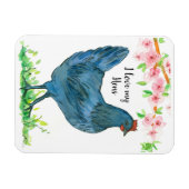 チキンブルーヘンウォーターカラーフラワーファーム マグネット (横)