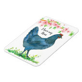 チキンブルーヘンウォーターカラーフラワーファーム マグネット (左側)