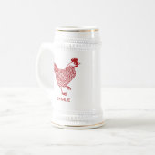 チキンヘパーソナライズされたン ビールジョッキ (正面左)