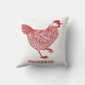 チキンヘンパーソナライズされた赤と白 クッション (裏面)
