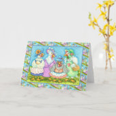 チキンヘンパーティー、国の羽毛の友空白の達 カード (黄色い花)