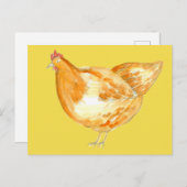 チキンヘンファームアニマルサンシャインイエロー ポストカード (正面/裏面)