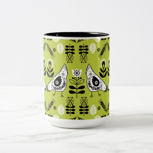 チキンヘンフォークアート ツートーンマグカップ (中央)