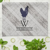 チキンヘンモノグラムのカントリーファーム キッチンタオル (折り畳み)