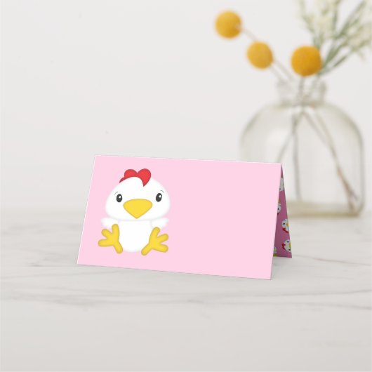 チキンベビーシャワーピンクファーム プレイスカード (正面)