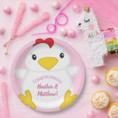 チキンベビーシャワーピンク ペーパープレート (パーティー)