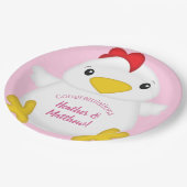 チキンベビーシャワーピンク ペーパープレート (アングル)