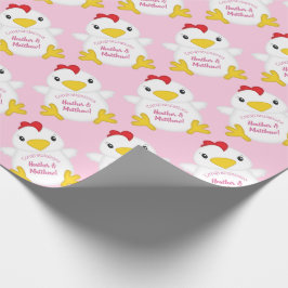 チキンベビーシャワーピンク ラッピングペーパー