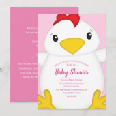 チキンベビーシャワーピンク 招待状 (正面/裏面)