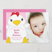 チキンベビーシャワーピンク 招待状 (正面/裏面)