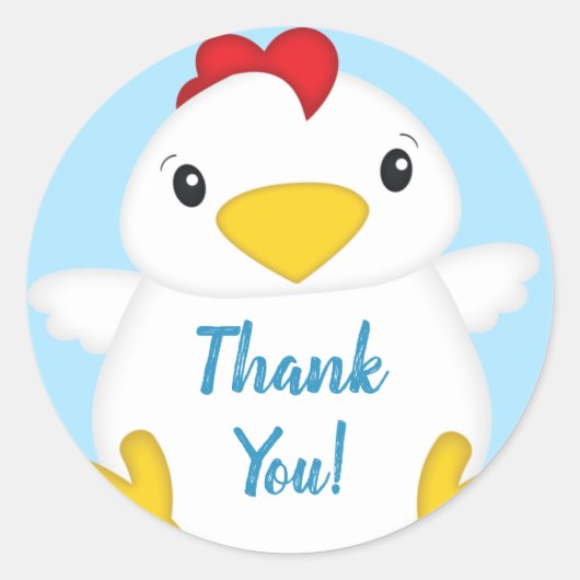 チキンベビーシャワーブルーボーイ ラウンドシール (正面)