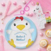 チキンベビーシャワーブルー ペーパープレート (パーティー)