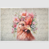 チキンポートレートイン花3デクページ紙 薄葉紙 (正面)