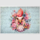 チキンポートレートイン花4デクページ紙 薄葉紙 (正面)