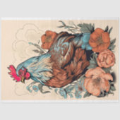 チキンポートレートイン花6デクページ紙 薄葉紙 (正面)