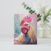 チキンポートレートモダン抽象芸術 ポストカード (スタンド正面)