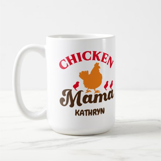 チキンママおもしろいかわいい母の日のプレゼント コーヒーマグカップ (左)