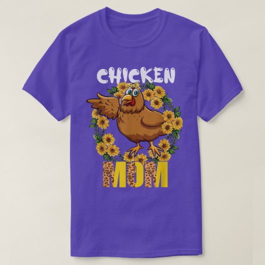 チキンママかわいいヒマワリ鶏の蝶ネクタイ母 Tシャツ (デザイン正面)