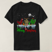 チキンメリークリスマストナリーサンタ小妖精や小人プレイドC Tシャツ (デザイン正面)