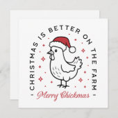 チキンメリークリスマスファームカントリーおもしろい引用文 シーズンカード (正面/裏面)