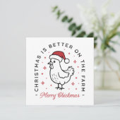 チキンメリークリスマスファームカントリーおもしろい引用文 シーズンカード (スタンド正面)