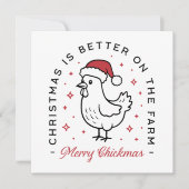 チキンメリークリスマスファームカントリーおもしろい引用文 シーズンカード (正面)