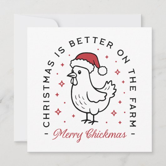 チキンメリークリスマスファームカントリーおもしろい引用文 シーズンカード (正面)