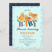 チキンモダンファミリーカラフルレター赤ちゃんシャワー 招待状 (正面/裏面)