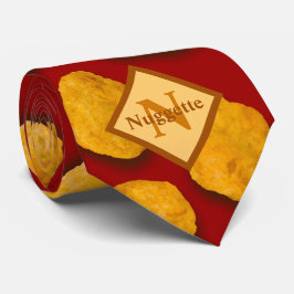 チキンモノグラムのおもしろいナゲット模様 ネクタイ