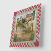 チキンヤードホームスイートホームヴィンテージ スクエア壁時計 (傾斜)