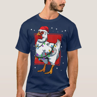 チキンライトおもしろいサンタかわいいハッピークリス Tシャツ