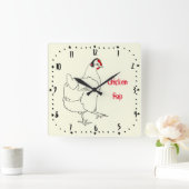 チキンラップのミュおもしろいージックミートフリービーガンアートプン スクエア壁時計 (ホーム)