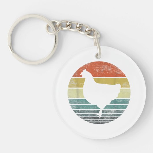 チキンラバーギフトおもしろい農家レトロヴィンテージFar キーホルダー (正面)