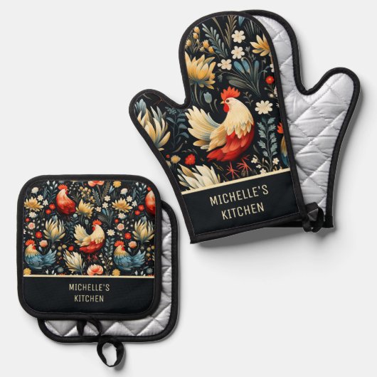 チキンルースタースカントリーファーム名 鍋つかみ&鍋敷きセット (正面/裏面)