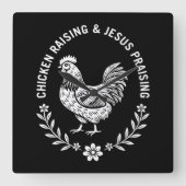 チキンレイジング&イエズスの賛美 スクエア壁時計 (正面)