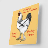 チキンレストランまたはファームキッチンの時間を常に設定 スクエア壁時計 (傾斜)