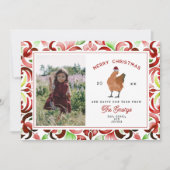 チキンレッド&グリーンウォーターカラークリスマスフォト シーズンカード (正面)