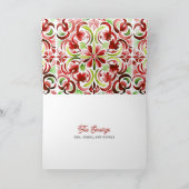 チキンレッド&グリーンウォーターカラークリスマスフォト シーズンカード (内部)