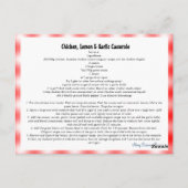 チキンレモン&ガーリックカセロールレシピカード ポストカード (裏面)