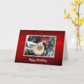 チキンロースターパイン雪写真誕生日 カード (黄色い花)