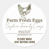 チキンヴィンテージパーソナライズされた卵ディーラー名 ラウンドシール (正面)