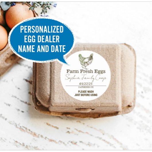 チキンヴィンテージパーソナライズされた卵ディーラー名 ラウンドシール